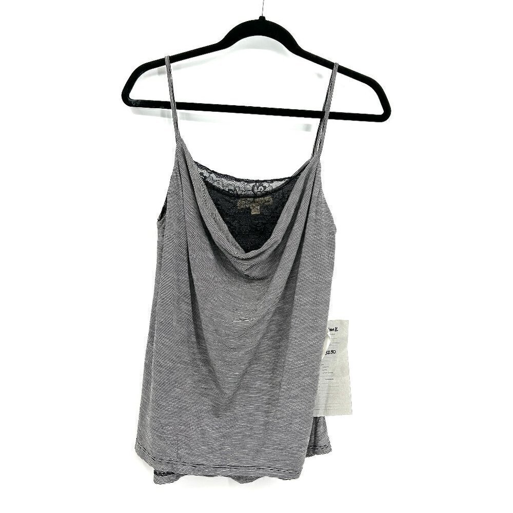 NWT URBAN OUTFITTERS Mouchette Black White Striped Lace Drape Tank Top Small